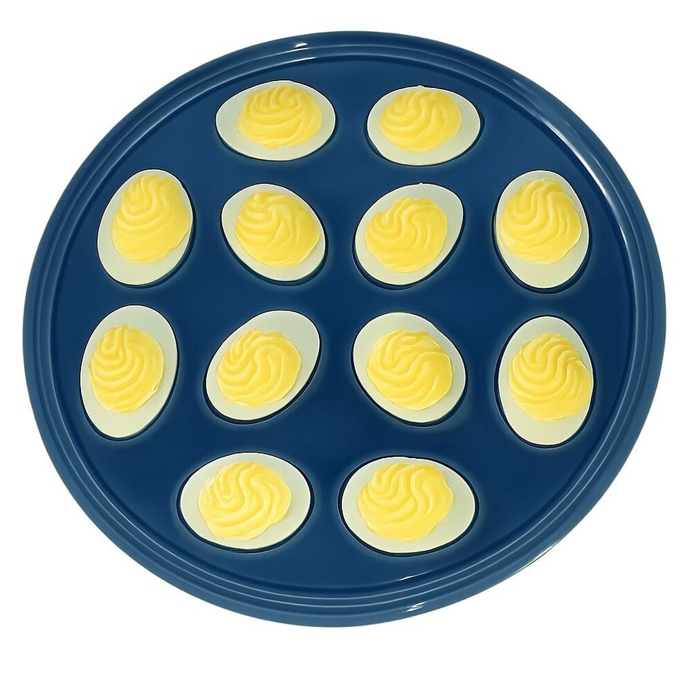 Festaware Fiesta CERAMIC 12 Deviled Egg Plater Plate Tray Blue Lapis
